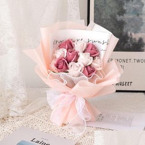 Decorative Flowers Wreaths Decorative Flowers Rose Soap Flower Bouquet Handmade Artificial Wedding Birthday Party Decor Mothers Day Dh9Wh