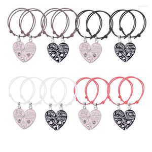 Braccialetti con ciondoli Bracciale per sorelle Ciondolo a cuore d'amore Corda in pelle femminile Amicizia Catena a mano Gioielli di moda Regalo di compleanno