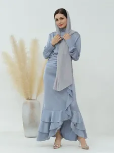 Ubranie etniczne Ramadan Dubai 2 -częściowy zestaw Abaya Set Turkey Islam Spódnica muzułmańskie zestawy Długie hidżabu Abayas for Women Robe Femme vestidos