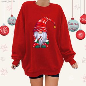 Herrtröjor Sweatshirts överdimensionerade jul Santa Claus Tryckta hoodies japanska Y2K Hoodless Sweatshirts Women's O Neck Fleece Pullovers Y2K Clothes L231101