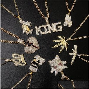 Other Punk Hip Hop Alphabet Fl Diamond Pendant Hiphop Men Necklace Drop Delivery Jewelry Necklaces Pendants Dhsto