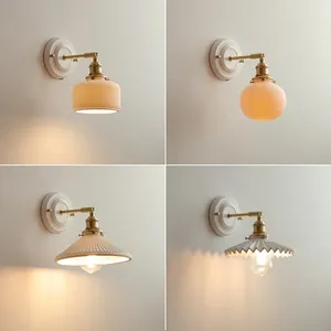 Wall Lamp Nordic Modern LED Lamps Sconce White Ceramic Lampshade Living Room Bathroom Mirror Light Applique Murale Luminaria