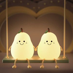 Night Lights Creative Pear Table LED Lamp USB Rechargeable Night Light Dimming Touch Silicone Sleeping Lamp Bedroom Comfortable Decoration P230331
