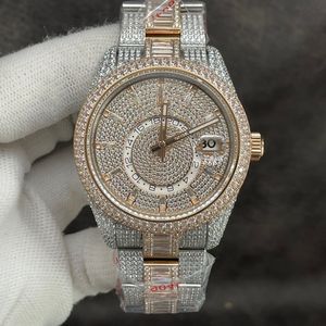 Mens Diamond Watch 9001 Automatisk mekanisk rörelse 42mm Luminous Classic Business Watches Men Gifts Soft 904L Rostfritt stål Diamantband