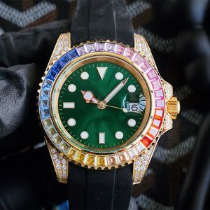시계 남성 시계 레인보우 자동 기계식 시계 40mm 패션 손목 시계 고무 스트랩 Montre de Luxe