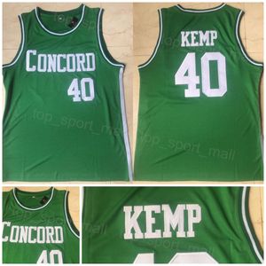 High School Concord Academy Jersey 40 Shawn Kemp Basketball Shirt College University All ing Team Color Green for Sport Fans andningsbara rena