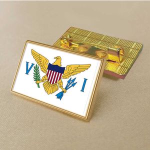 Party US Virgin Islands Bandeira Pino 2,5*1,5 cm de zinco de zinco PVC revestido com cor de ouro revestido de ouro com distintivo de medalhão sem resina adicionada