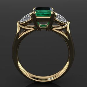 Solitaire Ring 14K Gold Jewelry Green Emerald Ring for Women Bague Diamant Bizuteria Anillos de Pure Emerald Gemstone 14K Gold Ring for Females 231031