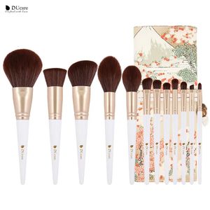 Pincéis de maquiagem DUcare 12PCS Professional Powder Foundation Eyeshadow Highlighter Beauty Make Up Brush Set Sobrancelha Blush Brush Cosmetic Tool 231031