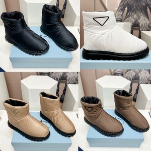 ボッティングエンナイロン1T259N Tige Matelassee Doublure En Tissu Logo Triangulaire estampe en gomme en gomme bottes de designer bottes dhiver chaussures de ski