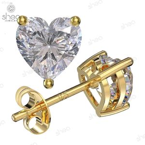 Presa di fabbrica Prezzo all'ingrosso Borchie classiche in Moissanite con taglio a cuore placcato oro da 1,2 ct