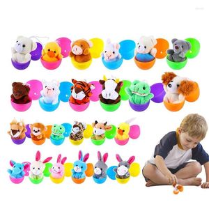 Party Favor påskäggfyllare 24 stig ägg med plyschfingerdockor färgglada leksaker för gynnar tonåringar jaktspel