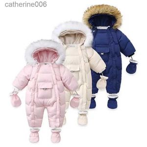 Overalls -30 Grad Baby Mädchen Winter Overall Plus Samt Warme Neugeborenen Baby Overalls Infant Mädchen Schneeanzug Kleinkind Strampler Oberbekleidung CoatL231101