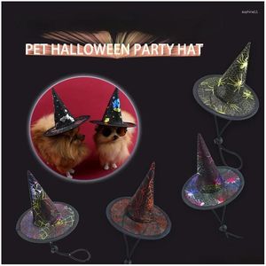 Hundkläder Dog Apparel Halloween Pet Hat Witch Cute Christmas Festival Cap Animal Headwear Cosplay Costume Po Prop Leverantör Drop Deli DHT69