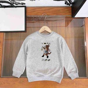 럭셔리 베이비 까마귀 동물 조합 문자 패턴 인쇄 아이 스웨터 크기 100-160 아동 풀 오버 104
