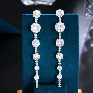 Sparkly White Round CZ Crystal Bridal Super Long For Wedding Dress Cubic Zirconia Accessories