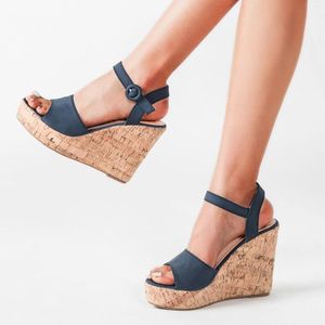 Ladies Sandals Strap Toe Wedge Shoes Platform Fashion Buckle 405