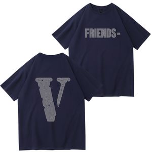 Vlone New Brand Printed Shirts Männer und Frauen O-Neck Baumwoll Tee Casual Short Sleeve Classic Modetrend für einfachen Straßenhip-Hop