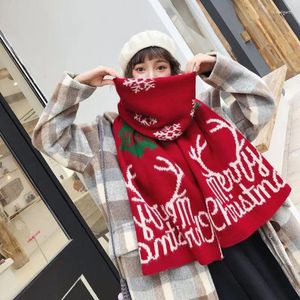 Scarves Christmas Elk Scarf Female Cute Girl Student Korean Style Versatile Winter Wool Knitted Warm