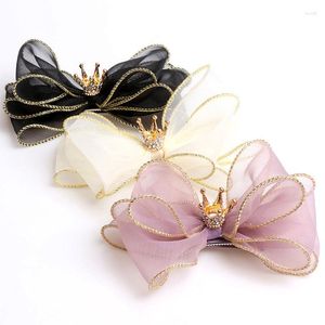 Hair Accessories Korean Fashion Children's Hairpin Headdress Beautiful Girl Princess Mesh Bowknot Crown Clip Birthday Gifts Accessorie