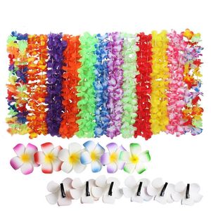 Decorative Flowers & Wreaths 41Pcs Hawaiian Wreath Hair Clips Necklace Artificial Flower Garland Fancy Dress Hawaii Beach Holiday Party Birt