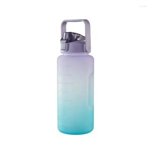 Water Bottles Large Capacity 2 Liters Bottle With Scale Suction Outdoor Gradient Color Sports Portable Kettle For Men Women