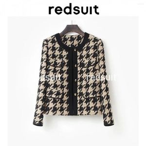 Women's Jackets High End Celebrity Temperament Small Fragrant Coat Houndstooth Tweed Short Versatile Top