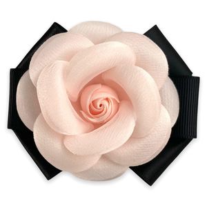 Spille Spille Spille Spille Camelia Fiore in tessuto Fiocco nero Fermaglio per capelli e spilla Spilla Accessori Regali per le donne Festa di nozze Drop Dhrlm