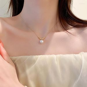 Pendant Necklaces Fashion Geometry Round Necklace Temperament Beautiful Pearl Choker Summer Trendy Daily Clavicle Chain Boudoir Rope Jewelry