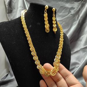 Brincos de colar Set Wando Luxury Afraic Gold Color Jewelry Pinging for Women Girls Party Birthday Ethnic Gifts