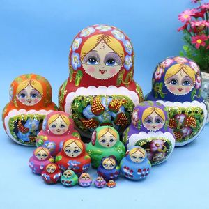 Dolls 15pcs 20cm Wooden Russian Nesting Dolls Cartoon Traditional Matryoshka Dolls for Baby Kids Toy Gift 231031