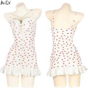 Ani 2023 Pool Party Girl Sweet Strawberry Swimsuit Dress Women