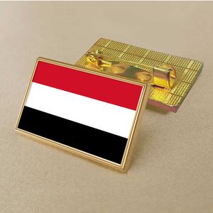 Party Yemenitiska flaggstift 2,5*1,5 cm Zinklegering Die-Cast PVC Color Coated Gold Rectangular Medallion Badge utan tillsatt harts