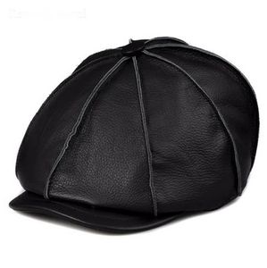 Berets Ankunft Winter Männer/Frauen Echtes Leder Schwarz/Braun Cowboy Caps Qualität Rindsleder Maler Hüte Straße Casquette 231031