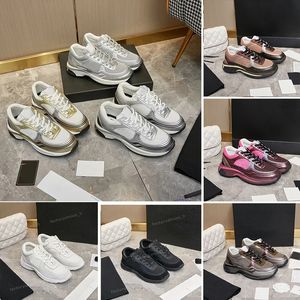 Yansıtıcı Tasarımcı Ayakkabı Kadın Spor Keyf Hakkında Eğitmen Vintage Süet Deri Eğitimleri Patchwork Leisure Ayakkabı Platformu Erkekler Sneaker Gold Gümüş Ayakkabı