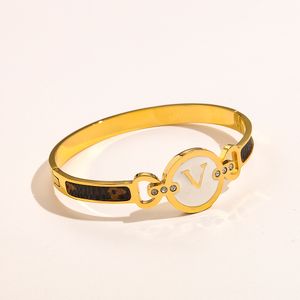 TOP Bracciale rigido in oro di moda di alta qualità Bracciali in acciaio inossidabile Famosi designer di lusso Lettera di marca Gioielli Donna Coppia regalo