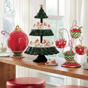 Dishes Plates Christmas Tree Dessert Table Display Rack Tiered Cupcake Stand Fruit Plate Mini Cakes Candy Tower Cookie Snack Tray Buffet 231101