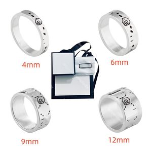 Moda Unissex Luxury Skull Ring For Men Mulheres Unissex Ghost Designer Rings Color de lasca de joias com caixa 4mm 6mm 9mm 12mm 12mm