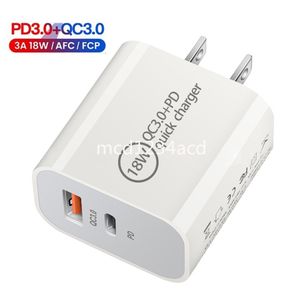 18W 12W Hızlı Hızlı T Tip C PD Şarj Cihazı QC3.0 AB USB-C Duvar Şarj Cihazları Adaptörü İPhone 13 14 Samsung Galaxy Note 10 S20 S10 Huawei HTC M1