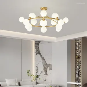 Lampadari Nordic LED Illuminazione a soffitto a sfera in acrilico Lampada a sospensione in rame oro nero per soggiorno Sala da pranzo Camera da letto Lampadina G9