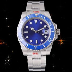 Mens Watch 40mm aaa quality Ceramic Bezels Automatic machinery 2813 movement Glow Sapphire waterproof sport fashion watch blue dial silver steel band watch