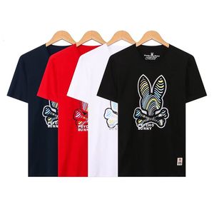 Mens Tshirts 디자이너 남성 T 셔츠 심리적 토끼 인쇄 둥근 목 짧은 소매 여름 자수 고품질 팜 편지 인쇄 캐주얼 낙서 의류