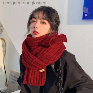 Scarves koreanska halsdukar gåvor för kvinnor män på hösten och vintern förtjockad termisk stickad halsduk unisex halsduk långstorlek varmare scarvesl231101
