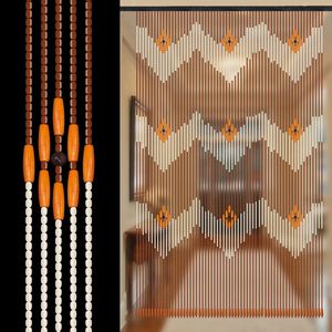 Curtain Home Decor Room Partition Door Design Bamboo Träpärlor Handgjorda våg Tät fransar Antimosquito Hook Drape 231101