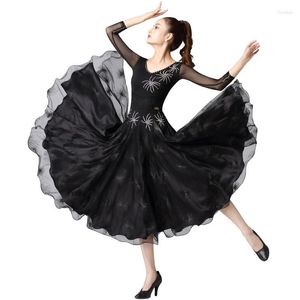 Sahne Wear 2023 Balo Salonu Dans Elbisesi Siyah Modern Dans Yarışması Kostüm Kadınlar Vals Tango Elbise