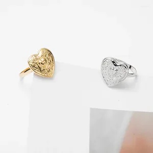 Cluster Rings WTLTC Gold Sliver Color Heart Layered For Women Boho Textured Stacking Minimal Lover Thumb Ring Statement Jewelry