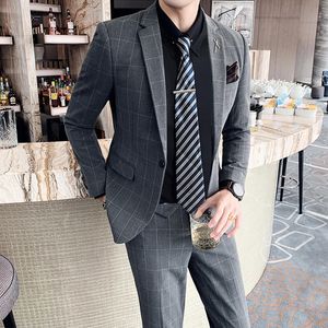 Erkekler Suits Blazers S-7XL Ceket Pantolonlar Mens İnce Ofis İş İşi Günlük Takım Elbise Set Erkek Düğün Damat Blazer Ceket Pantolon 231101