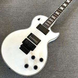 Custom shop, made in China, High Quality white Electric guitar, Double Tremolo Bridge, Rosewood Fingerboard, black Hardware, Free Shipping