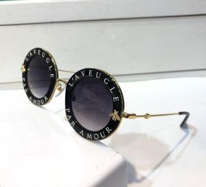 0113 sunglasses For Women Fashion Round Summer Style Black Gold Frame with bees 0113S sunglasses Top Quality UV 400 Lens Come With4003788