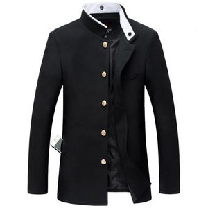 Mens Suits Blazers Men Black Slim Tunic Jacket Single Breasted Blazer Japanese School Uniform College Coat 231031